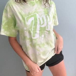 Medium 7-up bleach dyed soda shirt
Light green 
Hand dyed